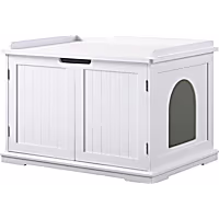 Unipaws White Cat Litter Box Enclosure Furniture