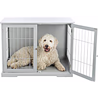 TRIXIE Grey Wooden Wire Crate Pet Home End Table