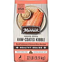 Merrick Healthy Grains Salmon and Brown Rice Freeze Dried Raw Coated Kibble, Natural High Protein Dog Food