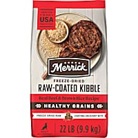 Merrick Healthy Grains Beef and Brown Rice, Raw Coated Kibble, Natural High Protein Freeze Dried Dog Food