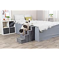 TRIXIE Grey Velour Foldable 4-Step Pet Stairs With Storage