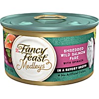 Fancy Feast Medleys Shredded Wild Salmon Fare With Spinach in a Savory Wet Cat Food