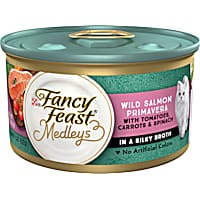 Fancy Feast Medleys Wild Salmon Primavera With Tomatoes Carrots and Spinach in Silky Broth Wet Cat Food