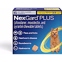 NexGard Plus Flea and Tick Protection Plus Heartworm Disease Preventive for Dogs 17.1 - 33 lbs. (Yellow)