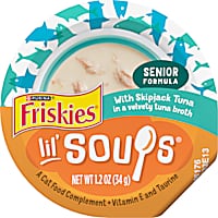 Purina Friskies Lil' Soups with Skipjack Tuna in a Velvety Tuna Broth Grain Free Senior Lickable Cat Food Topper