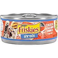 Friskies Shreds Chicken and Salmon Dinner in Wet Cat Food Gravy
