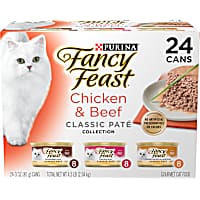 Fancy Feast Pate Chicken and Beef Classic Collection Grain Free Wet Cat Food Variety Pack