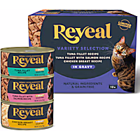 Reveal Limited Ingredient Natural Grain Free, Fish and Chicken Flavors in Gravy Wet Cat Food Variety Pack