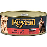 Reveal Limited Ingredient Natural Grain Free, Tuna Fillet with Crab in Broth Wet Food for Cats