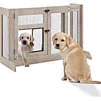 UniPaws Grey Weathered Free Standing Dog Gate with Door