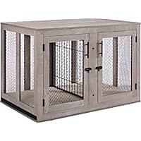 UniPaws Grey Weathered XL Crate Furniture with Tray for Dogs