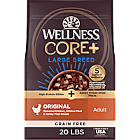 Wellness CORE+ Freeze Dried Pieces, Large Breed, High Protein, Chicken & Turkey Recipe with Dry Dog Food