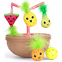 Catstages Hunt N' Wobble Fruit Bowl Wobbling Cat Toy with Five Catnip Toys