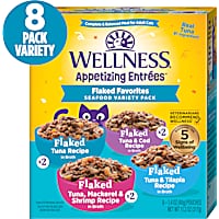 Wellness Appetizing Entrees Flaked Favorites, Seafood Natural Wet Cat Food Variety Pack
