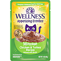 Wellness Appetizing Entrees Mousse Chicken & Turkey Recipe Infused with Broth Natural Wet Cat Food