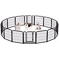 Topeakmart Black 16 Panels Metal Dog Playpen