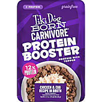Tiki Dog Born Carnivore Protein Booster Chicken and Egg Recipe in Broth Dog Food Topper