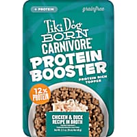 Tiki Dog Born Carnivore Protein Booster Chicken and Duck Recipe in Broth Dog Food Topper
