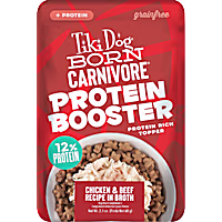Tiki Dog Born Carnivore Protein Booster Chicken and Beef Recipe in Broth Dog Food Topper