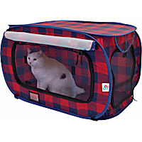 Sport Pet Plaid Pop Open Carrier for Dogs