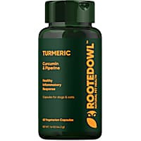 Rooted Owl Natural Supplements Turmeric Vegan Capsules with Black Pepper for Dogs and Cats