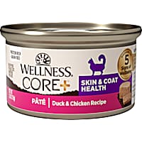 Wellness CORE+ Skin & Coat Natural Grain Free Duck & Chicken Pate Canned Wet Cat Food