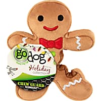 goDog Brown Chew Guard Technology Holiday Collection Gingerbread Man Squeaky Crinkle Plush Dog Toy