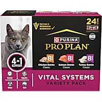 Purina Pro Plan Vital Systems Chicken, Turkey and Salmon Entree Wet Cat Food 4-in-1 Variety Pack