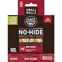 Earth Animal No-Hide Rolls Beef Recipe Small Natural Long-Lasting Rawhide Alternative Dog Chews
