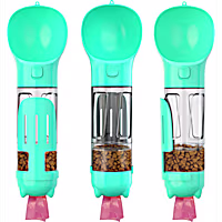 HANAMYA 3 in 1 Dog Travel Bottle Set with 10 Ounce Drinking Feeder, Food Box and Trash Bag Storage