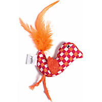 Jupiter Checker Orange Feathered Plush Plover Catnip Toy