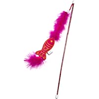 Jupiter Pink Fishy Feathered Wand Cat Toy