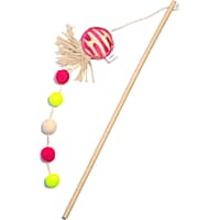 Jupiter Multi Color Pom & Ribbon Wand Cat Toy