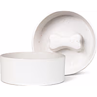 PetShop by Fringe Studio Speckled Bone Stoneware Slow Feeder Dog Bowl