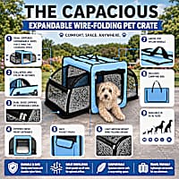 Pet Life Capacious Dual-Expandable Wire Folding Lightweight Collapsible Travel Pet Crate