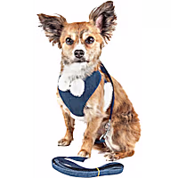 Pet Life Luxe 'Pom Draper' 2-in-1 Mesh Reversed Adjustable Dog Harness and Leash W/ Pom-Pom Bowtie
