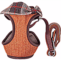 Pet Life Luxe 'Pawsh' 2-in-1 Mesh Reversed Adjustable Dog Harness and Leash W/ Fashion Bowtie