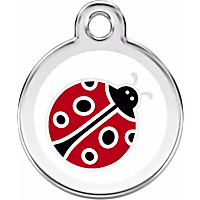 Red Dingo Stainless Steel Enamel Lady Bug Personalized Engraved Pet ID Tag