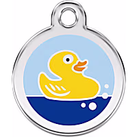Red Dingo Stainless Steel Enamel Rubber Duck Personalized Engraved Pet ID Tag