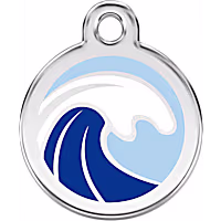 Red Dingo Stainless Steel Enamel Wave Personalized Engraved Pet ID Tag