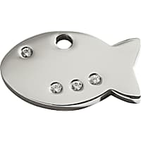 Red Dingo Diamante Polished Stainless Steel Fish Personalized Engraved Pet ID Tag