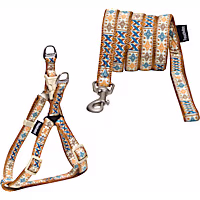 Touchdog 'Caliber' Designer Embroidered Fashion Pet Leash and Harness Combination