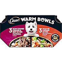 Cesar Warm Bowls Wet Dog Food Variety Pack: Chicken & Beef, and Chicken Entrees