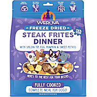 Weruva Freeze Dried Steak Frites Dinner with Gently Cooked Beef Sirloin Tip, Egg, Pumpkin & Sweet Potato Dog Food