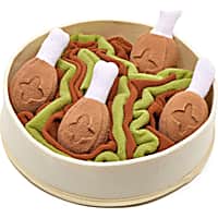 Injoya Chicken N' Gravy Interactive Snuffle Bowl with Detachable Toys for Dogs and Cats