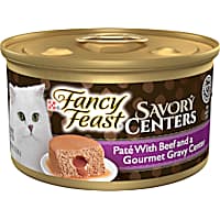 Purina Fancy Feast Savory Centers Pate Adult Wet Cat Food with Beef and a Gravy Center