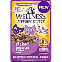 Wellness Appetizing Entrees Natural, Protein-Rich, Grain Free, Tuna & Cod Recipe Flaked Adult Wet Cat Food