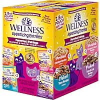 Wellness Appetizing Entrees Shredded & Flaked, Seafood & Poultry Variety Pack, Natural Wet Cat Food