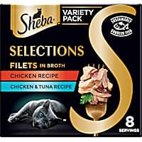 Sheba Selections Filets in Broth Cat Meal Complement Chicken or Tuna Recipe Variety Pack