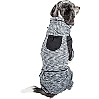 Pet Life Active 'Downward Dog' Heathered Performance 4-Way Stretch Two-Toned Full Body Warm Up Hoodie